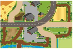 Play mat farm XXL 100x150cm - farm play rug for children