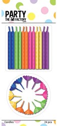 Birthday candles colored cake candles set with holders multicolor