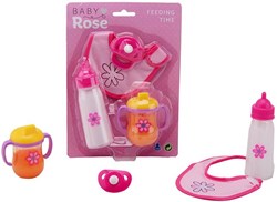 Johntoy doll playset Baby Rose mealtime 4-piece pink toy