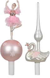 Decoris Christmas tree topper glass ballerina swan 29cm elegant decoration