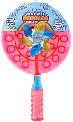 Bubble blower windmill toy multicolor including liquid 38 cm