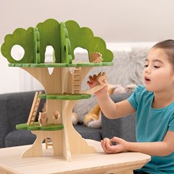 TickiT wooden treehouse toy - imaginative playhouse animals