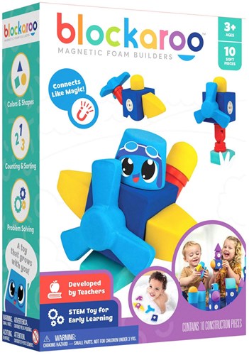 Blockaroo magnetic airplane building set foam blocks bath toy 10pcs