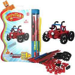 Clics construction toy Spaghetteez Wiggly Roadsters flexible building sticks 46 pcs