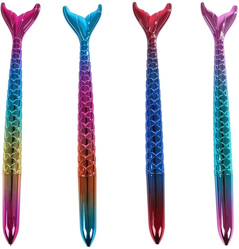 Van Manen mermaid pen with shiny tail and rainbow colors