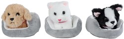 Plush cuddle dog or cat in basket 12cm - Take Me Home - cuddly friend