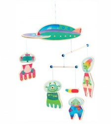 Bajo wooden mobile Aliens - colourful decorative toy for kids' rooms