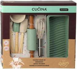 Baking set toy pastel green 12-piece for kids with cupcake molds