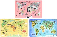 Placemat educational toy world map animals set of 12 plastic