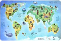 Placemat educational toy world map animals set of 12 plastic-2