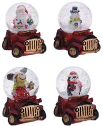 Waterball Christmas figure car glitter decoration 6.5cm glass toy
