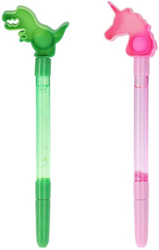 Pop It glitter toy pen with figure multicolor