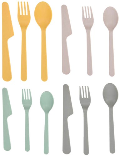 Cutlery set recycled plastic toy - 3-piece colorful children's cutlery-2