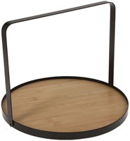 Excellent Houseware bamboo serving tray with handle - sturdy serving platter-2