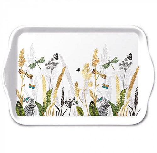 Ambiente tray melamine flowers white 13x21cm decorative