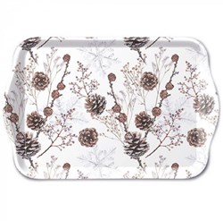 Ambiente tray 13x21cm pine cones white - decorative serving tray