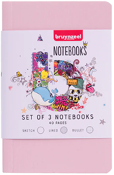 Bruynzeel notebook set A6 3 pieces glitter pink creative