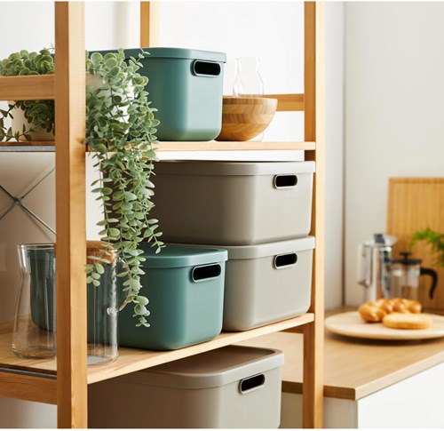 Rotho storage box decoration Albula Light 20 L stackable green-2