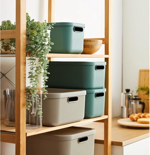 Rotho storage box decoration Albula Light 20 L stackable green-3