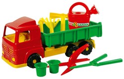 Androni Giocattoli dump truck toy with gardening tools for kids