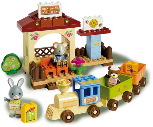 Unico building blocks Maximilian Families Village train station 68-piece toy-2