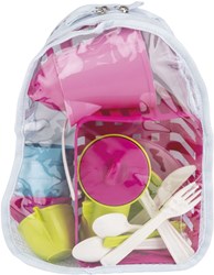 Androni Giocattoli play dinnerware set in bag - colorful kids tableware