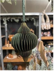 HBX natural living Christmas bauble egg shape green cardboard 15cm decoration