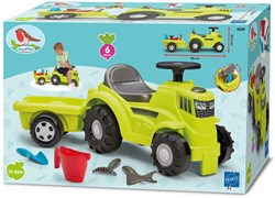 Ecoiffier tractor toy with trailer and accessories - 85 cm