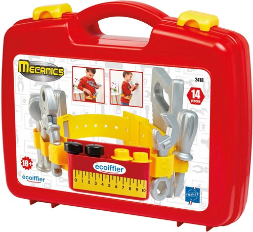 Ecoiffier Tool Belt Toy Case with Accessories 14-piece set