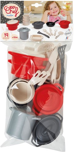Ecoiffier toy pan set - 100% Chef pans and cookware 19 pieces