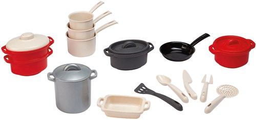 Ecoiffier toy pan set - 100% Chef pans and cookware 19 pieces-2