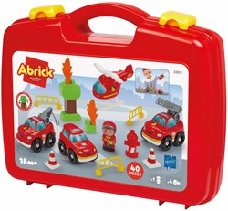 Abrick fire brigade toy case with vehicles - building set - 40 pieces