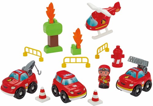Abrick fire brigade toy case with vehicles - building set - 40 pieces-2