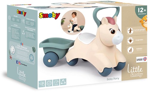 Smoby pony ride-on car with detachable trailer and large handle - baby ride-on