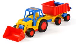 Basics toy tractor with shovel and trailer plastic multicolor