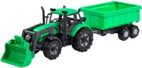 Tractor toy Cavallino with loader and tipping trailer green scale 1:32