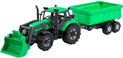 Tractor toy Cavallino with loader and tipping trailer green scale 1:32