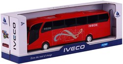 Toy city bus Iveco Cavallino scale 1:30 red plastic
