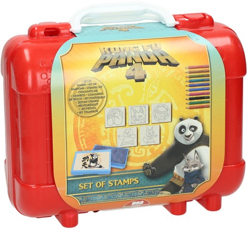 Panda stamp and coloring suitcase travel toy for kids with stickers
