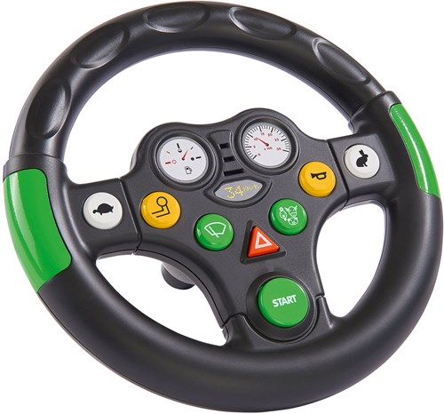 BIG tractor toy steering wheel with sounds for kids - black-3