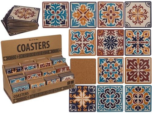 OOTB glass coaster mosaic cork retro set of 12 pieces 9.5x9.5cm