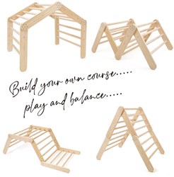 Multifunctional wooden climbing house playset for kids indoor