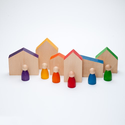 Grapat wooden toy houses and Nins - imaginative play set
