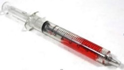 Ballpoint syringe transparent red 13 cm writing accessory gadget