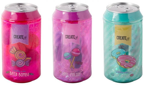 Create it! candy beauty set toy tins with bath bombs and lip gloss