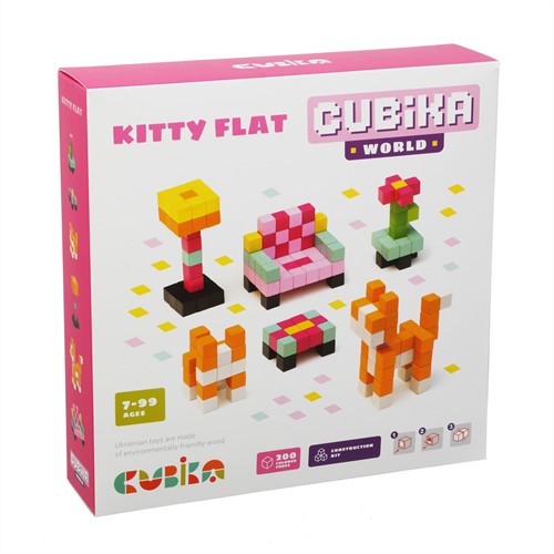 Cubika wooden blocks construction set - cat house