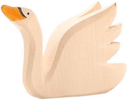 Ostheimer wooden swan play figure head up - handmade toy