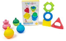 Lalaboom educational shapes and beads toy set - 12 pieces - colorful construction
