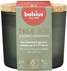 Bolsius scented candle True Joy Botanic Freshness fragrance glass with cork 66/83