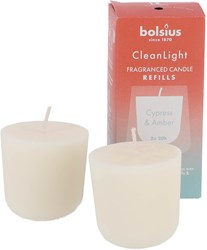 Bolsius Navulling Clean Light pack 2 Cypress &  Amber